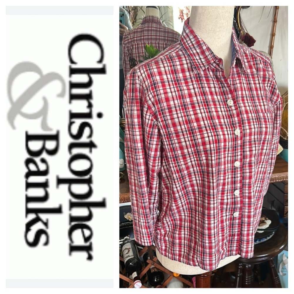 Red, White and Blue Plaid Shirt - Picture 2 of 16